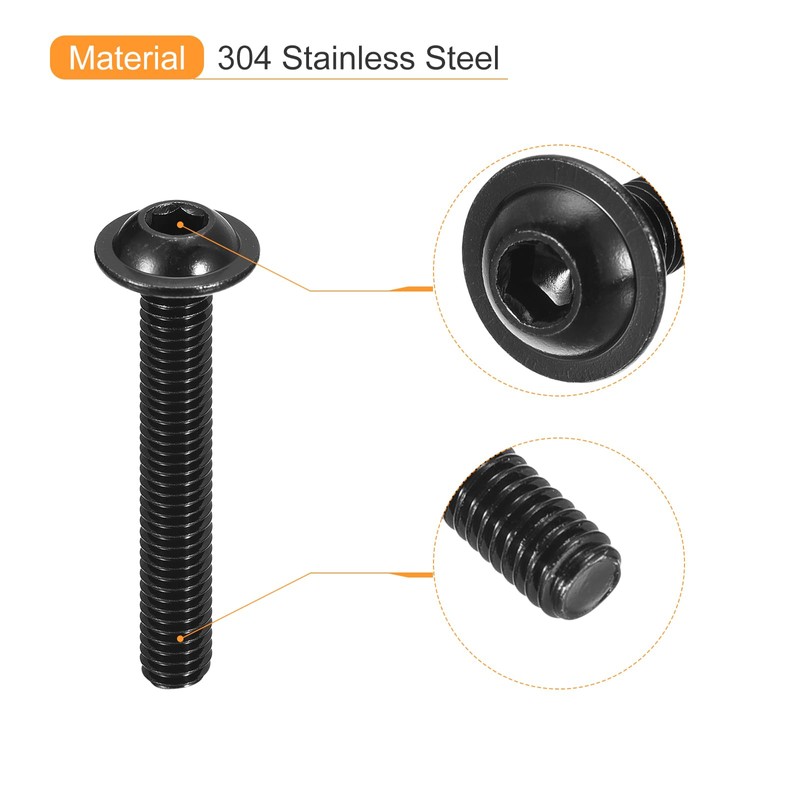 sourcing map Flanged Button Head Socket Cap Screws, 25pcs M6x40mm