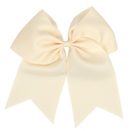 Yellow Ivory Girls Hair Bows Ponytail Holder Elastic Hair Ties,Large Cheer Hair Bows(FD118) (Yellow Ivory)