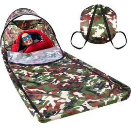 Breling Bivy Cover Single Person Pop Up Bivy Tent Sleeping Bag Cover with Head Tent Modular Sleep System Waterproof Windproof Anti-Mosquito for Camping Hiking Backpacking Hunting Outdoor Survival