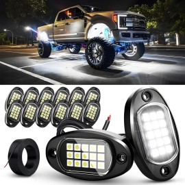 MICTUNING 12PCS Pure White LED Rock Lights Waterproof Truck Underbody Glow Under Car Light