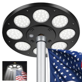 Aurolit Flagpole Light Solar Powered,Auro 5 Flag Pole Light 136 LED for 15-25 Ft Poles,12 Hour Dusk to Dawn Auto On/Off,Spectacular Aurora Lighting on Outdoor Pole Top