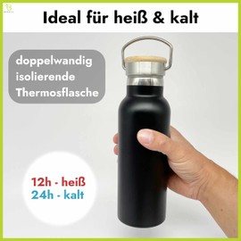 beneyu ® Sustainable Stainless Steel Thermal Water Bottle, Food-Safe and Leak-Proof Drinking Bottle, 500 ml for Everyday Use, Yoga or Your Outdoor Adventure, BPA-Free