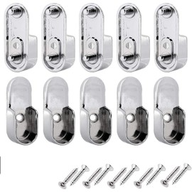 ELEF Oval Closet Rod End Supports 15mm x 30mm w/Rear Facing 5mm Pins. (6)