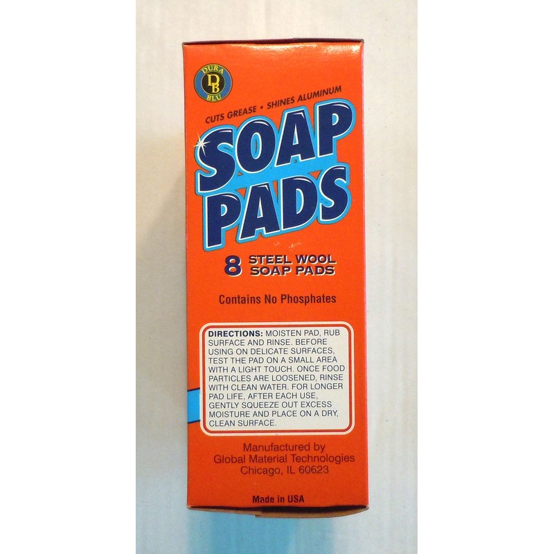 32 Pack Dura Blu Steel Wool Soap Pads 4 Boxes