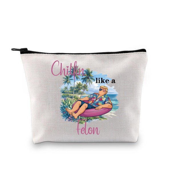 Chillin Like a Felon President Zipper Makeup Bag, Chillin Like