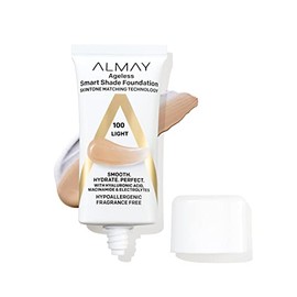 Almay Almay Anti-Aging Foundation, Smart Shade Face Makeup with Hyaluronic Acid, Niacinamide, Vitamin C & E, Hypoallergenic-Fragrance Free, 100 Light, 1 Fl Oz (Pack of 1)