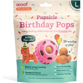 WOOF Pupsicle Birthday Pops - Healthy Dog Treats - Pre-Made Pupsicle Refills- Wholesome Ingredients - Naturally Sweet - Cake-Flavored Birthday Treat for Dogs - Large