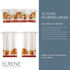 Elrene Home Fashions - Juego de 2 Niveles y Cenefa de Cocina y café, 60 x 36 Pulgadas (Juego de 2 Niveles y Cenefa), Multicolor