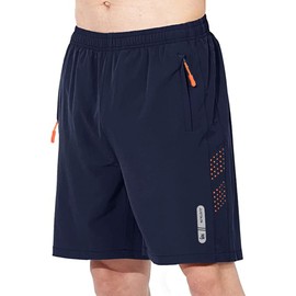 JustSun Men's Sports Shorts, Quick-Drying, Lightweight, Breathable with Zip, blue