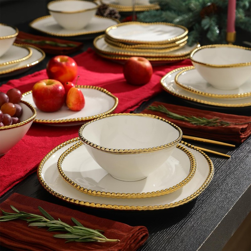 Christian Siriano Akoya Porcelain Dinnerware Set, 12-Piece - Dish Set