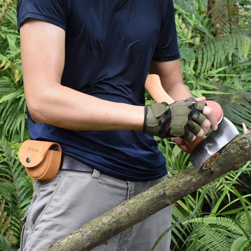 NedFoss Axe Sharpener Tool with Leather Sheath, Sharpening Puck Whetstone