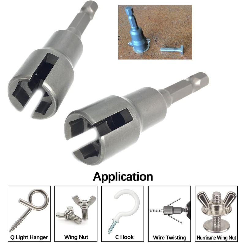 PANOVOS (2pc) Power Wing Nut Driver Set,Slot Wing nuts Drill