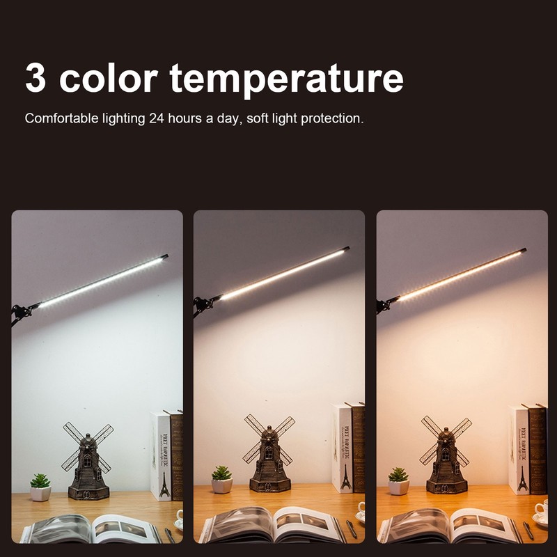 Clip Lamp USB 3 Color Light Adjustable LED EyeProtecting Reading