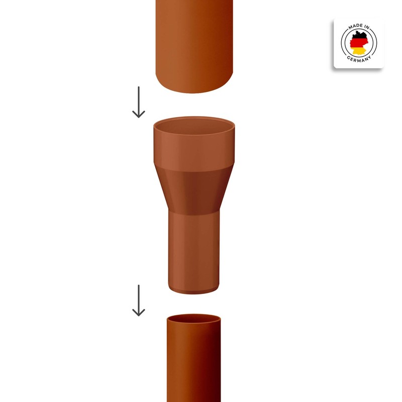 INEFA Reducer Downpipe, PVC DN100/85 Brown Accessories Downpipe Plastic, Connector,