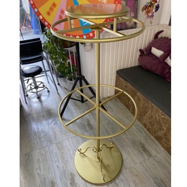 Rotatable Round Clothes Rack 2-tier Kids Clothing Rack for Boutiques, Floor-Standing Circular Children Garment Rack Stand, Retail Display Costume Coat or Underwear Rack