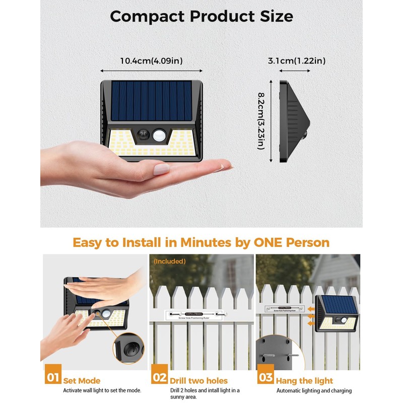 Vighep 12 Pack Solar Fence Lights, Motion Sensor Deck &