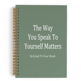 QLMX Sage Green The Way You Speak To Yourself Positive Spiral Notebook, Mental Health Journal Notebook, Mindfulness Notebooks for School Work, Inspirational Office Supplies Gifts for Women, 5.5x8.3In