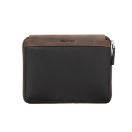 Maitre - Leather wallet with RFID protection, coin compartment, note compartment and credit card slots for men and women - wallet closes with zip - Bundenbach Darlinde, dark brown, dark brown, Casual