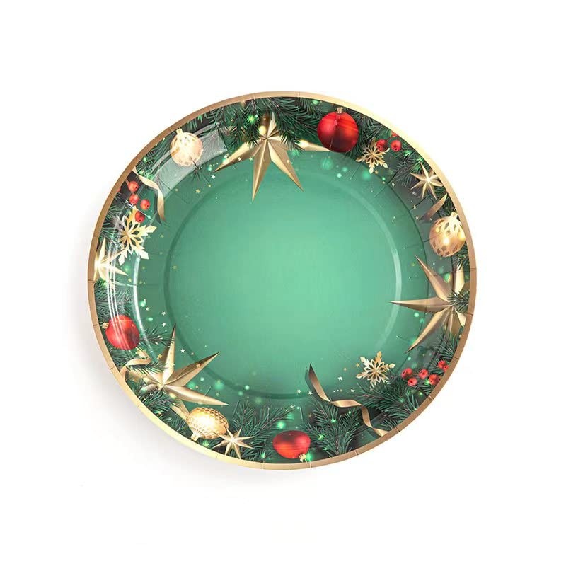 50pcs Disposable Christmas Party Paper Plates in 5 Assorted Designs