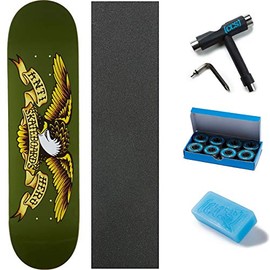 Anti-Hero Classic Eagle Skateboard Deck - Dark Green - 8.38" W/Mob Grip, CCS Skate Tool, Wax, and ABEC 7 Bearings