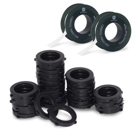Morvat 30 Rubber Washers & 2 Rolls PTFE Teflon Plumbing Tape for Garden Hose, Water Pipes & Faucet Fittings, Leak Free Seal Plumbers Tape, Waterproof Sealant Gasket Rings for ¾” Standard Threads