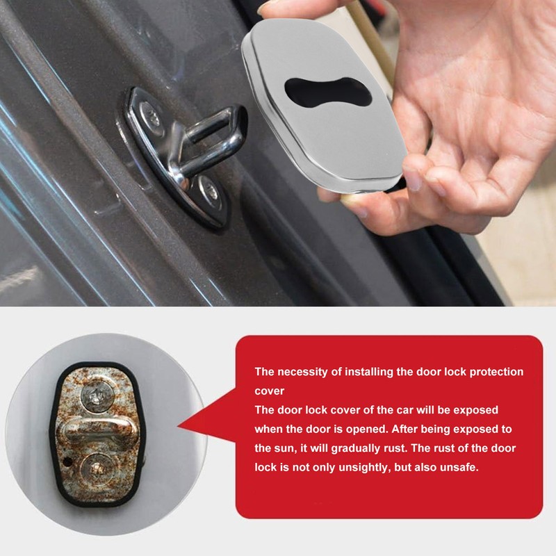 4PCS Door Lock Striker Cover Stainless Steel Strong Protection Replacement