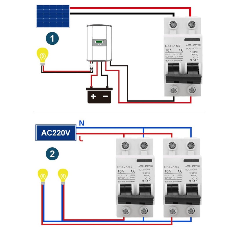16A Circuit Breaker AC DC 2-in-1 400V 2P Miniature Circuit