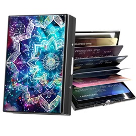 ACWDMKH Metal Wallet,Credit Card Holder for Women Men,RFID Blocking Card Holder Wallet Mini Slim Aluminum Wallet ID Case Hard Card Case Business Card Holder Case,Mandala Pattern