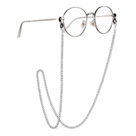 Azwood Silver Glasses Chain for Women Waterproof Glasses Strap Stainless Steel Hanger Link Chain for Face Mask Sunglasses Lanyard Necklace, Silver Style B