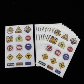 10 Sheets Road Sign Stickers DIY Traffic Play Stickers to Develop Your Kids Imagination and Memory - B