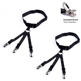 JELINDA Shirt Stays for Men: Adjustable Elastic Shirt Garter Shirts Holder with Non-slip Locking Clamps for Police Military