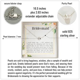 RareLove Bridesmaid Proposal Bridesmaid Gift Will You Be My Bridesmaid Single Pearl Necklace Jewellery for Women 925 Sterling Silver, Bridal Bachelorette Party Maid of Honor Proposal Gifts
