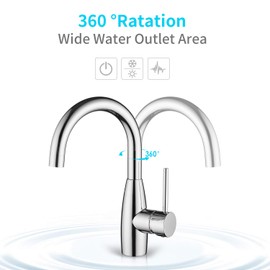 CREA Bar Sink Faucet Bathroom Faucets Single Hole Handle Chrome with Deck Plate Prep Wet Utility Small Mini Faucet for Marine Vessel Outdoor Farmhouse Vanity Lavatory