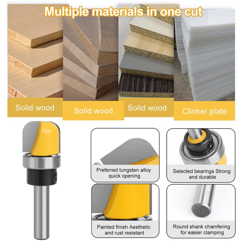 Set of 3 Milling Cutters for Router Set, 8 mm