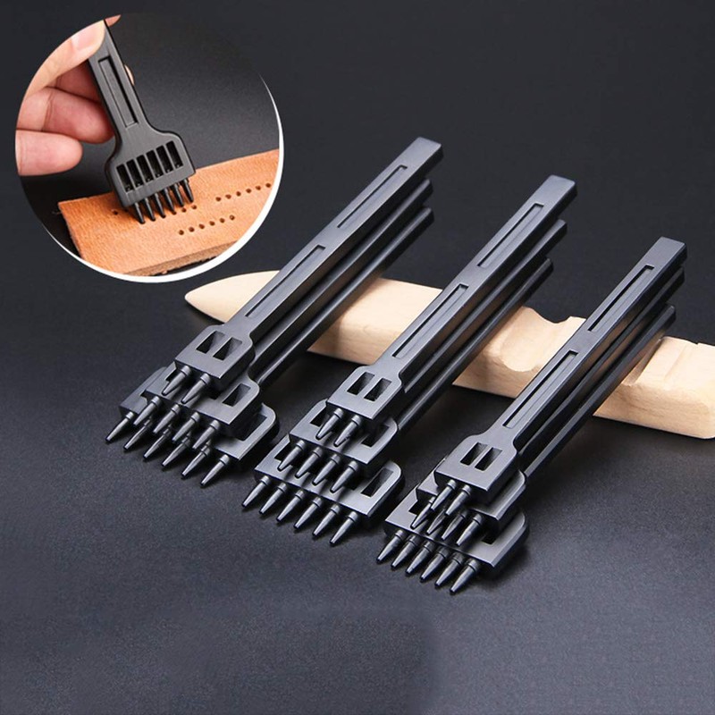 DXIA 3 Pcs Leathercraft DIY Tools,Leather Prong Punch,Steel DIY Diamond