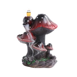 YYW Cute Mushroom Incense Holder, Resin Waterfall Incense Holders Cone Stick Holder with 20 Incense Cones + 30 Incense Sticks + 1 Mat + 1 Tweezers for Home Office Mushroom Decor Gift