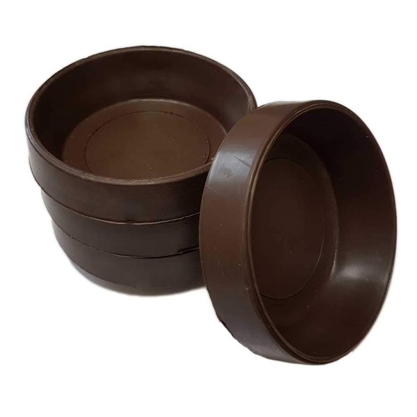 Brown Rubber Castor Cups 52mm Protect Wooden, Laminate, Tiled Floors