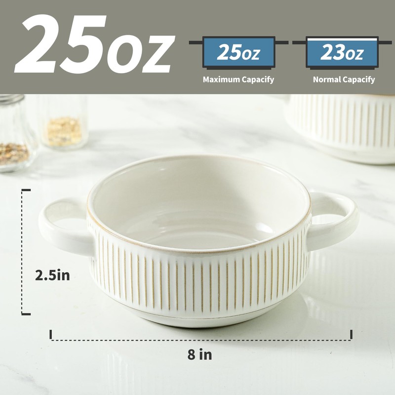 Soup Bowls with Handles, 20 oz French Onion Soup Crocks,