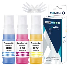 LCL Compatible for Canon 25 GI25 GI-25 (3-Pack Cyan Magenta Yellow) Ink Bottle Replacement Canon MAXIFY GX2020 GX1020 Inkjet Printers