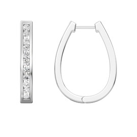 Gilded 1 Cttw Lab Grown Diamond Oblong Hinged Hoops, Elegant Everyday or Special Occasion Jewelry, Ethical & Sustainable