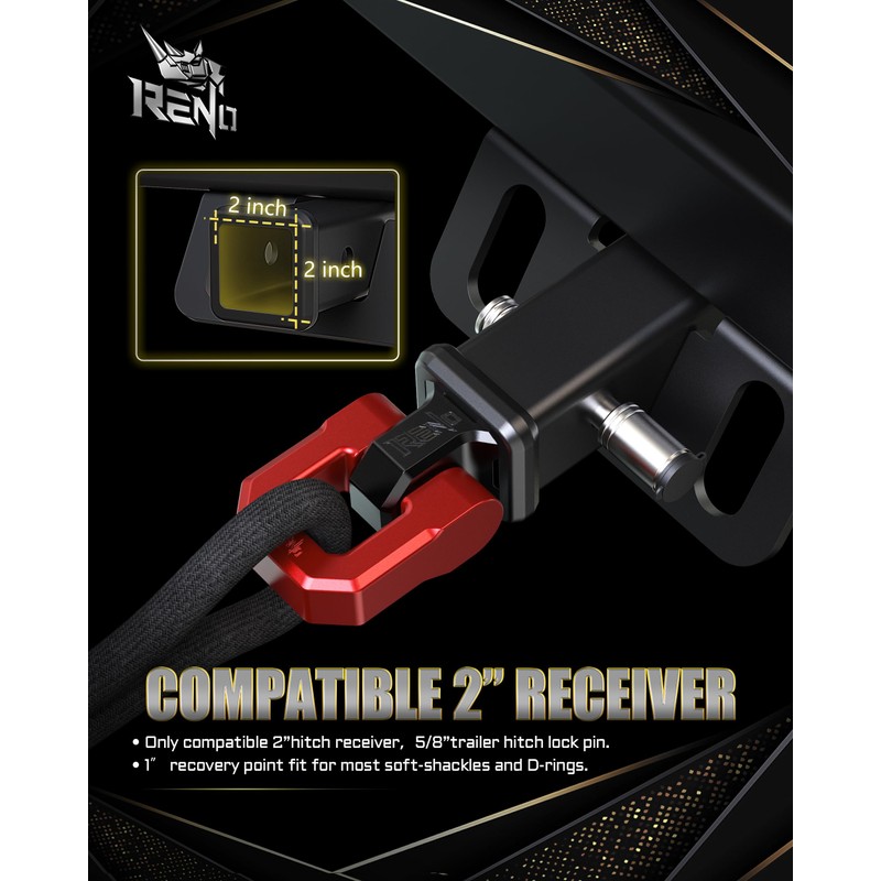 RENO Shackle Hitch Receiver, 2" Receiver Towing Mount with 3/4"