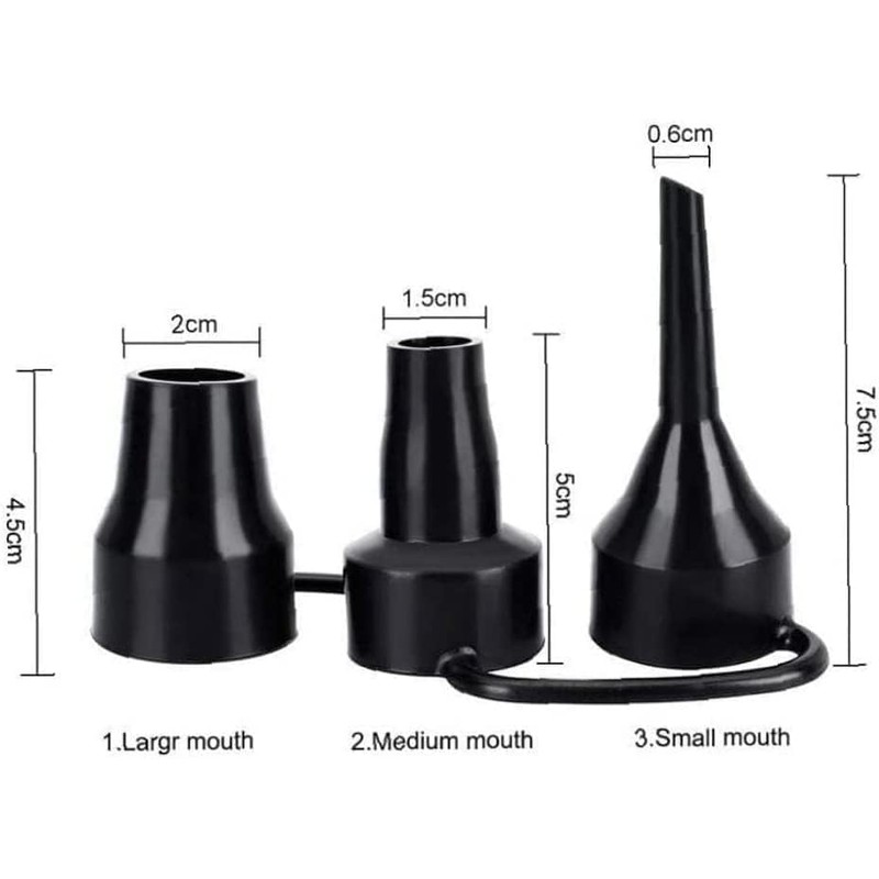 Black Air Pump Replacement Nozzles, Plastic Nozzles for Inflatables, 3