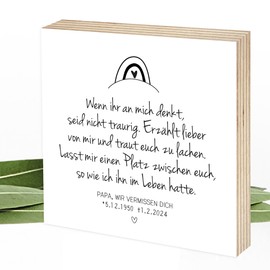 Wunderpixel® Holzbild Platz zwischen euch - personalisiert - Andenken an Verstorbene - 15x15x2cm zum Hinstellen/Aufhängen Fotodruck auf Holz - Wand-Bild Aufsteller - zur Erinnerung als Trost-spender