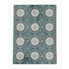 Elegant Low Pile Office Chair Mat | Durable 100% Polyester Chenille with Heavy Cotton Back | Foldable & Rectangular, Easy to Vacuum | Pretty Floral & Circle Print in Green Color | Size: 48" W x 72" L