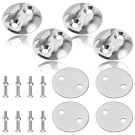 4-Piece Airline Rail Lashing Point Lashing Plate Aluminium Airline Rail Fitting with Screws Round Mounting Anchor Point Set Accessories for Trucks, Motorhomes, Motorcycles, Snowmobiles