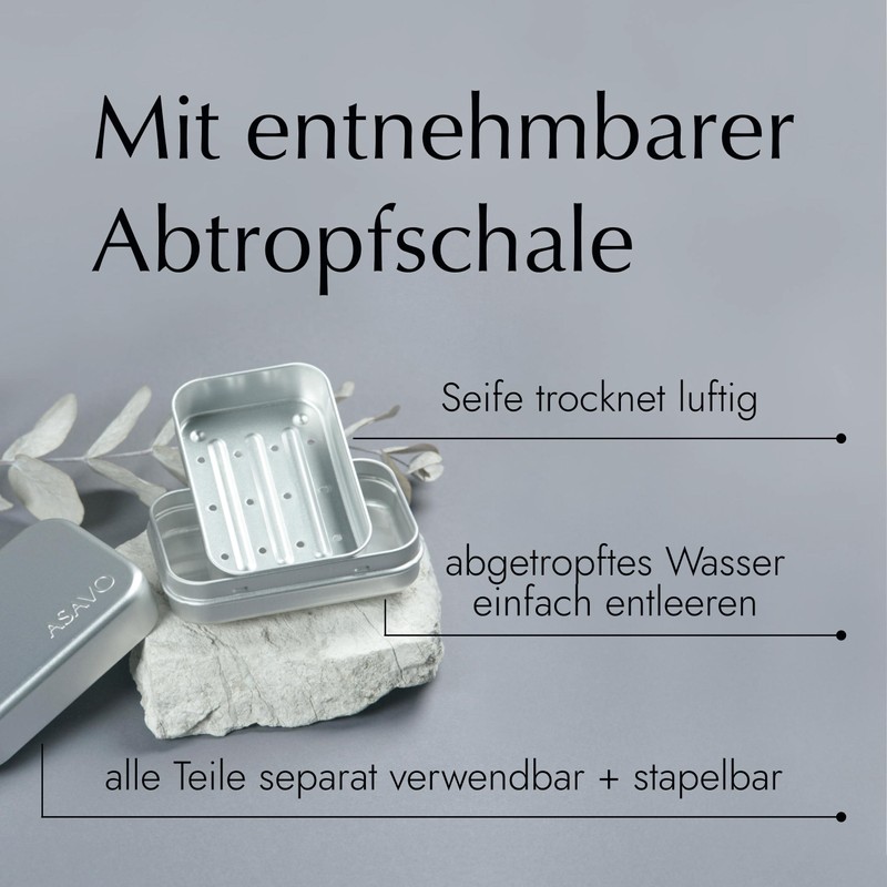 ASAVO metal soap tin 9.5 x 6.0 x 3.2 cm