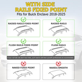 AUXMART Roof Rack Cross Bar fits for Buick Enclave 2018-2025 with Side Rails(NOT FIT MODELS WITH FRONT POWER SUNROOF) 165lbs Adjustable Aluminum Crossbars Compatible with Roof Boxes Bags Kayak Bicycle