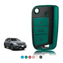 TOOMUME Car Key Cover TPU Leather Texture, Car Key Case Key Fob Cover Fit for VW Volkswagen Golf 7 Tiguan T-Roc T-Cross Polo Seat Ateca Ibiza Leon Skoda Octavia Fabia Kamiq