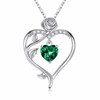 Iefil May Birthstone Necklace for Women, Green Emerald Necklace Rose