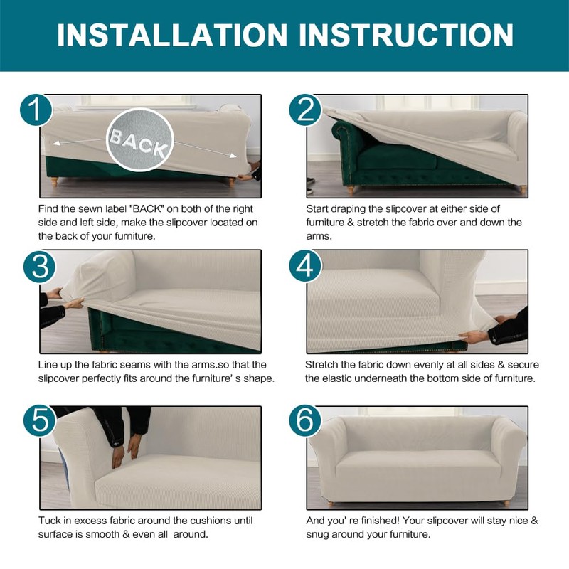 Turquoize Stretch Sofa Cover for Chesterfield Sofa Loveseat Sofa Covers